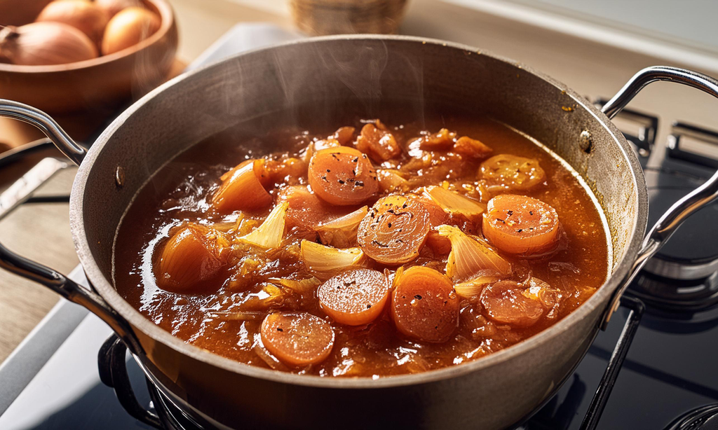 Savory Salvadoran Braising Sauce being simmered