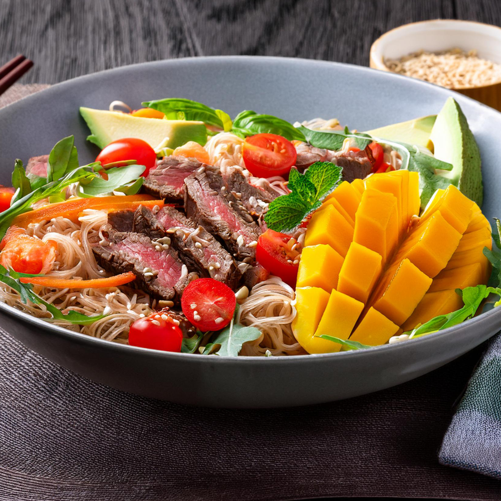 Plate of Thai Steak and Noodle Salad