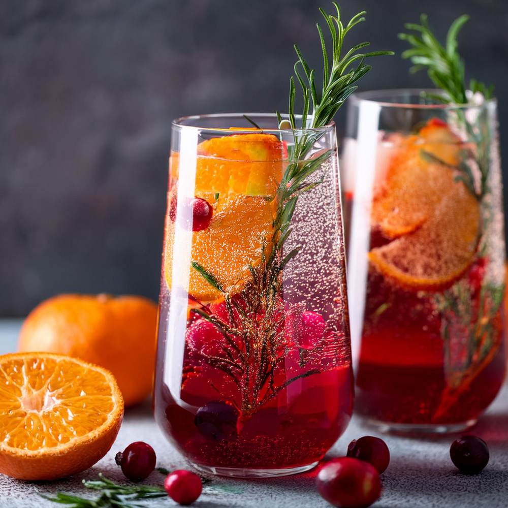 Two glasses of Cranberry Orange Punch