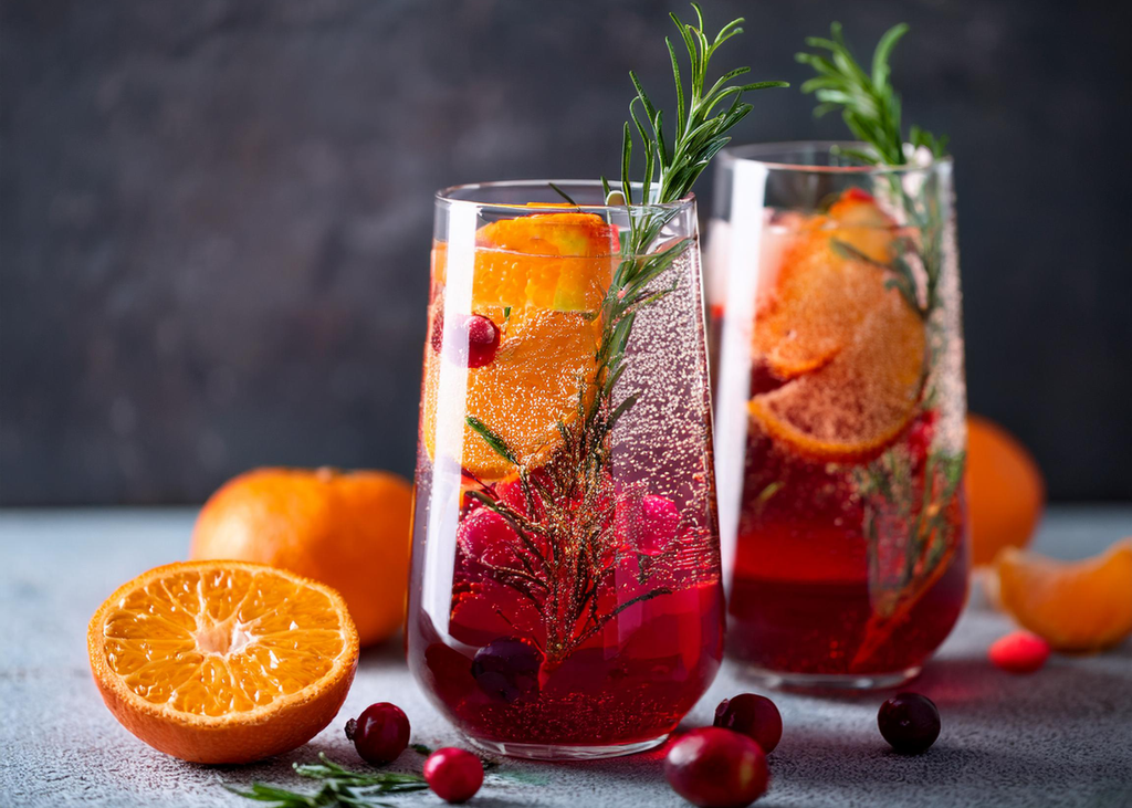 Two glasses of Cranberry Orange Punch